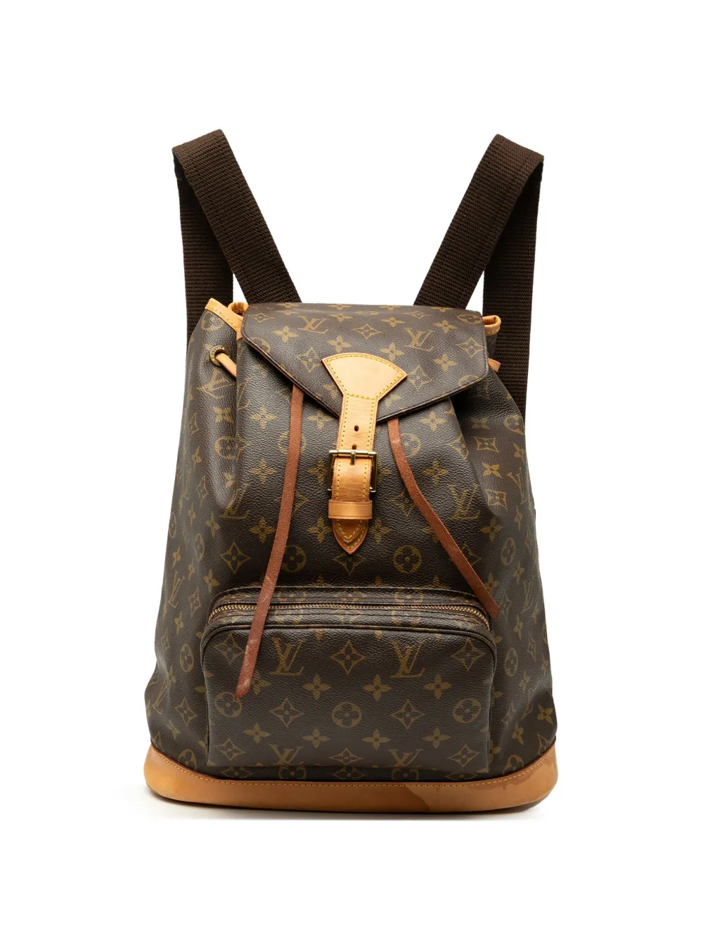 Pre-owned Louis Vuitton 1998 Monogram Montsouris Gm Backpack In Brown