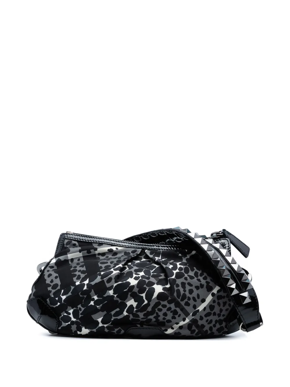 Pre-owned Burberry 2000-2017 Floral Beat Check Nylon Foley Hobo Bag In Black