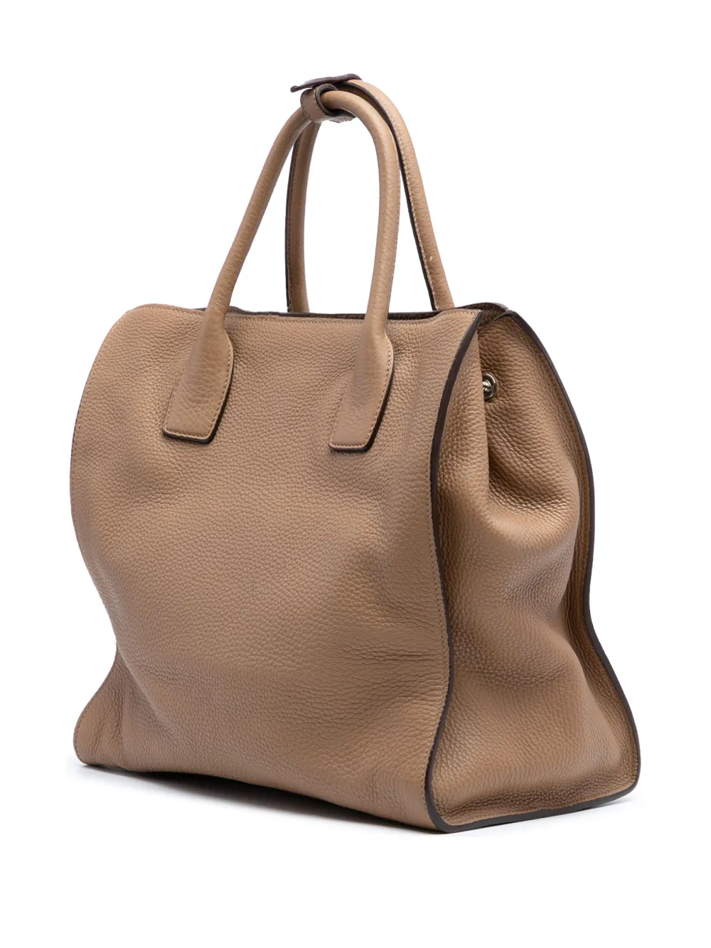 Pre-owned Prada 2000-2025 Vitello Daino Open Convertible Tote Satchel In Brown