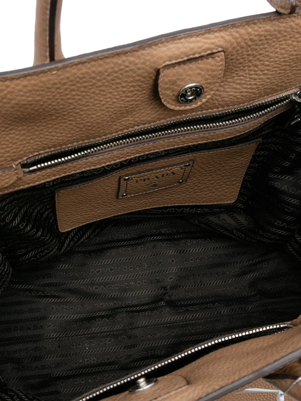 Pre-owned Prada 2000-2025 Vitello Daino Open Convertible Tote Satchel In Brown