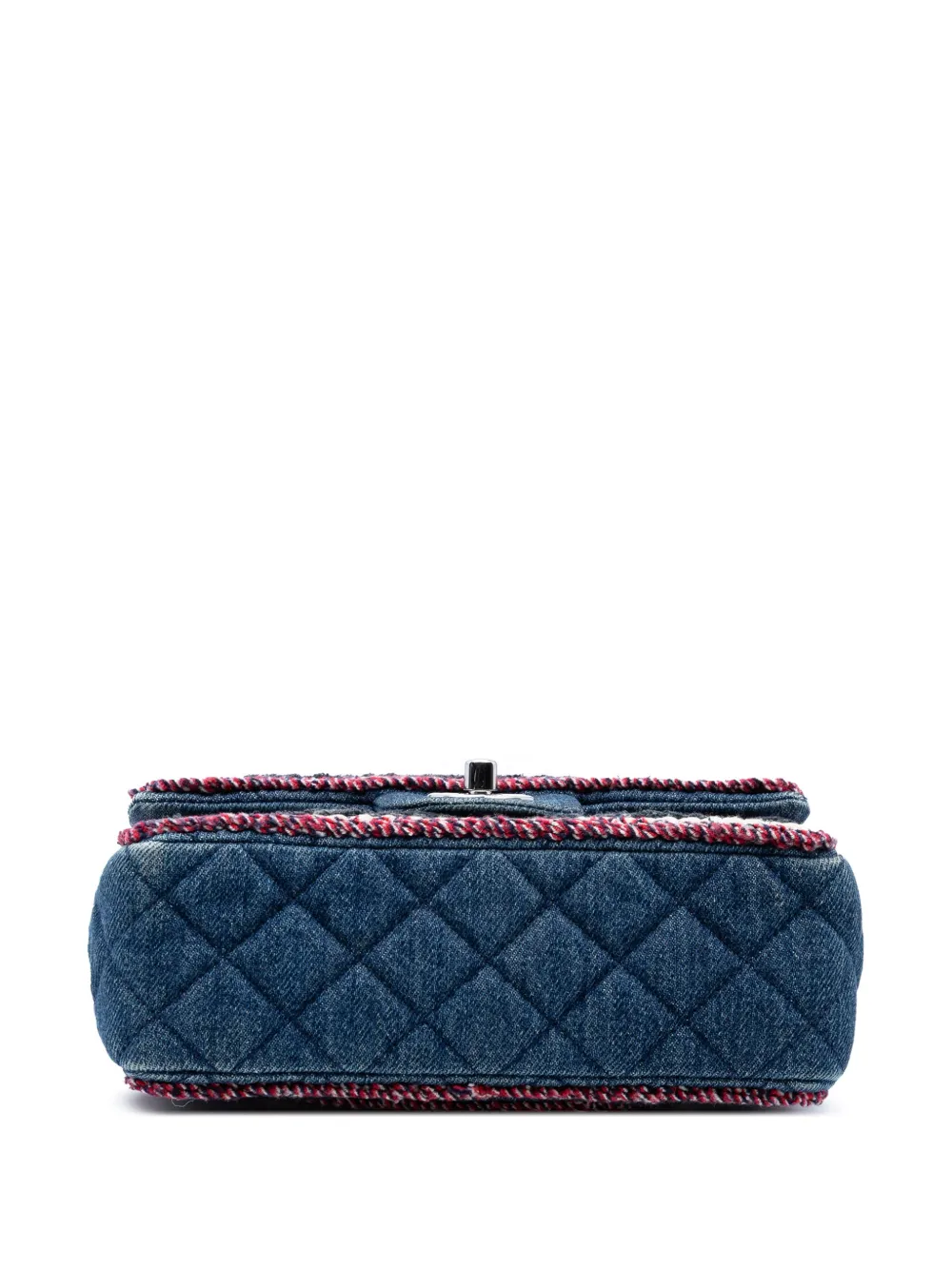 Pre-owned Chanel 2018-2019 Mini Rectangular Classic Denim Braided Single Flap Crossbody Bag In Blue