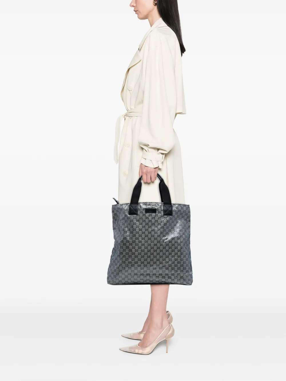 Pre-owned Gucci 2016-2025 Gg Crystal Vertical Tote Bag In Brown