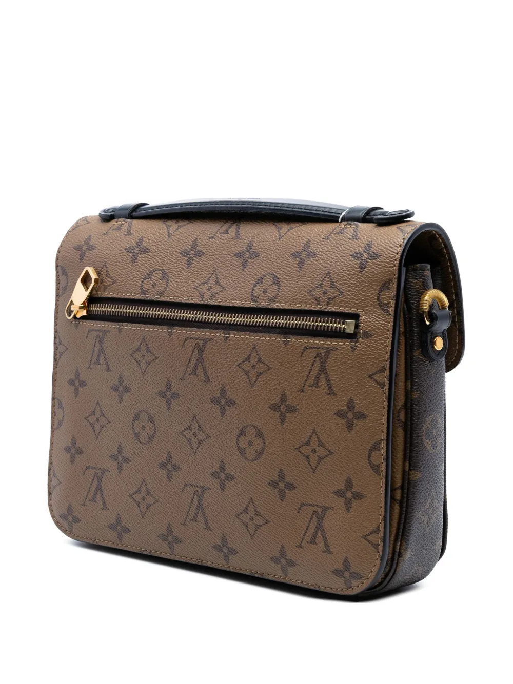 Pre-owned Louis Vuitton 2020 Monogram Reverse Pochette Metis Satchel In Brown