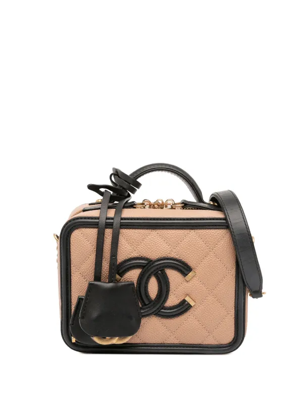 CHANEL Pre-Owned 2018-2019 Small Caviar CC Filigree Vanity Case Satchel  Brown FARFETCH IN
