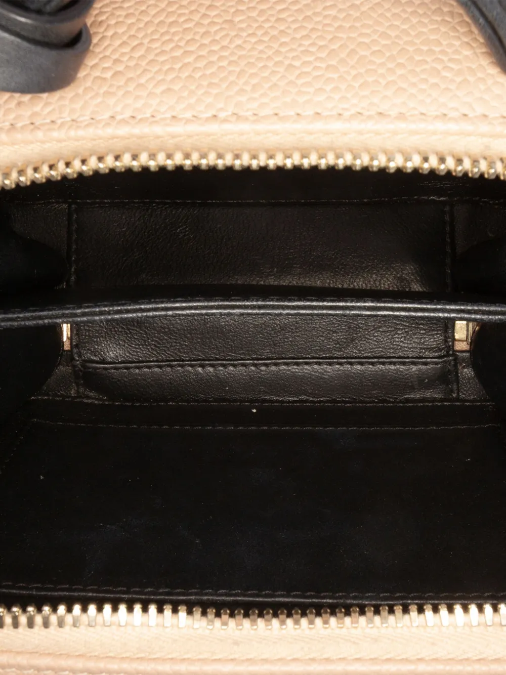Pre-owned Chanel 2018-2019 Small Caviar Cc Filigree Vanity Case Satchel In Brown