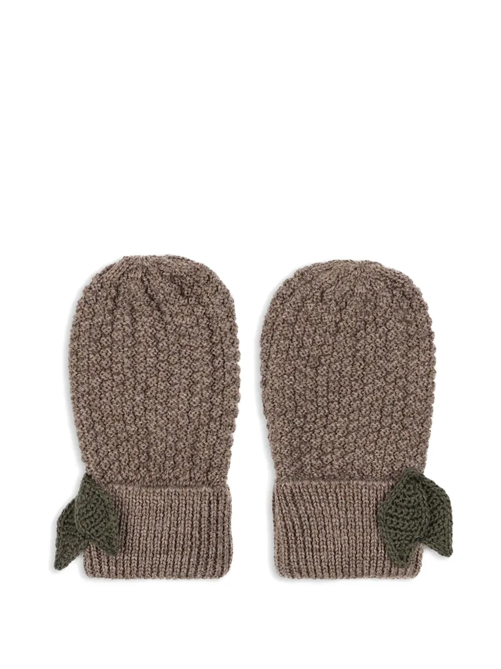 Konges Sløjd リーフディテール ミトン - ブラウン