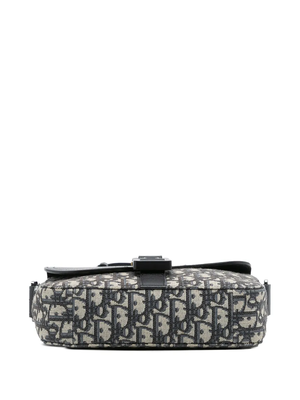Pre-owned Dior 2022 Small Oblique Canvas Saddle Messenger Bag With Flap Crossbody Bag In Black