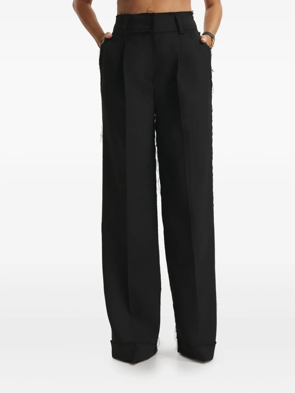 Cuanna Hilda Frayed Trousers In Black