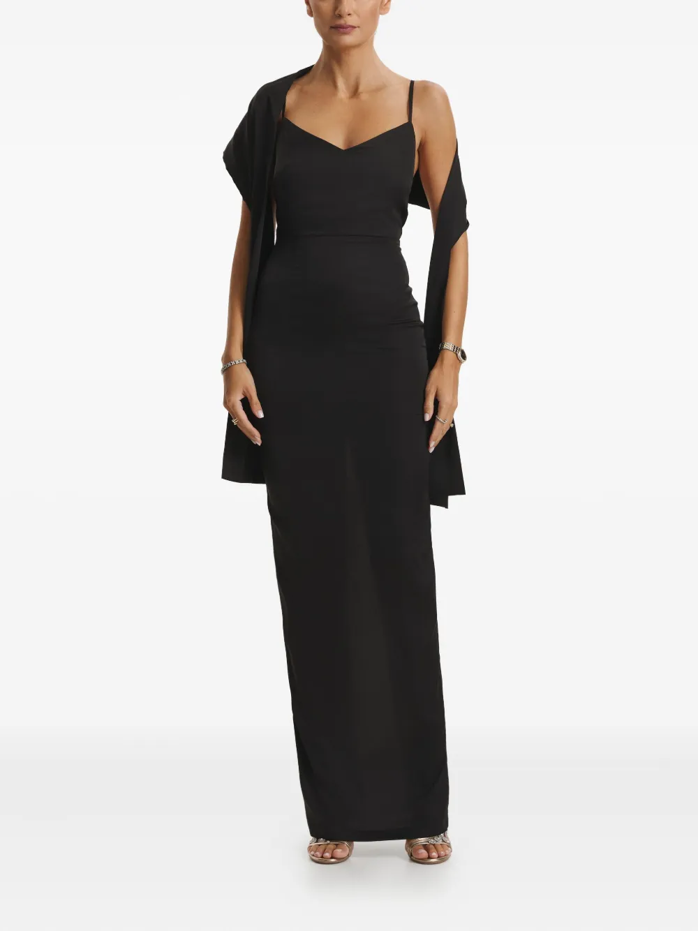 Cuanna Cara Spaghetti-strap Split Maxi Dress In Black
