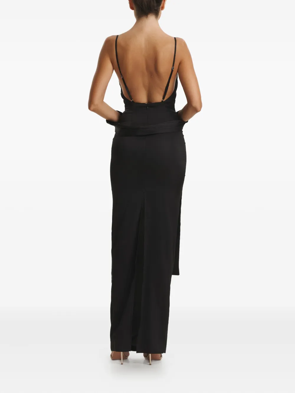 Cuanna Cara Spaghetti-strap Split Maxi Dress In Black