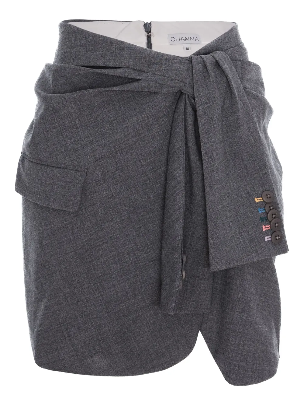 Cuanna Wanda Tie-detail Mini Skirt In Gray