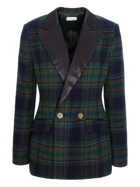 CuAnna MIDI double-breasted plaid-pattern blazer