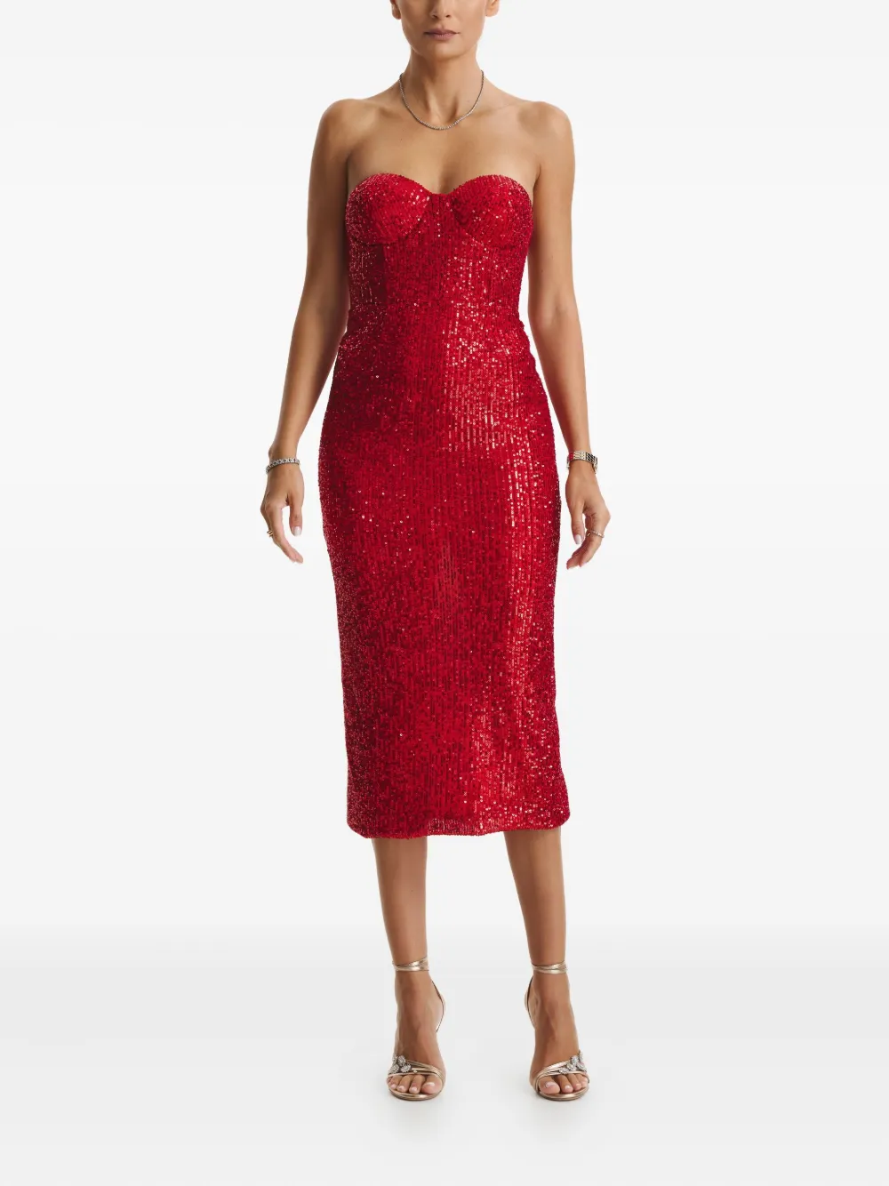 Cuanna Karlie Sequin-embellishment Midi Dress In Red