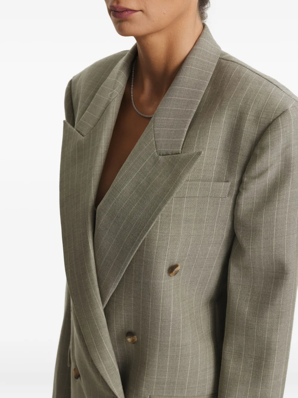 Cuanna Betty Pinstripe-pattern Double-breasted Blazer In Gray