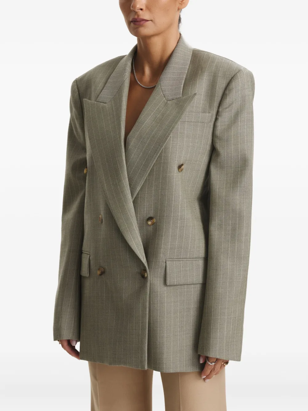 Cuanna Betty Pinstripe-pattern Double-breasted Blazer In Gray