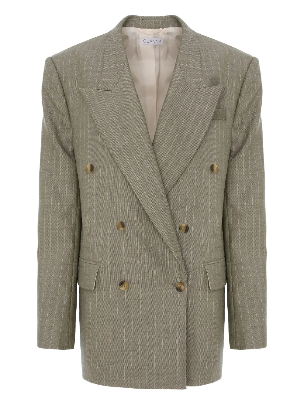 Cuanna Betty Pinstripe-pattern Double-breasted Blazer In Gray