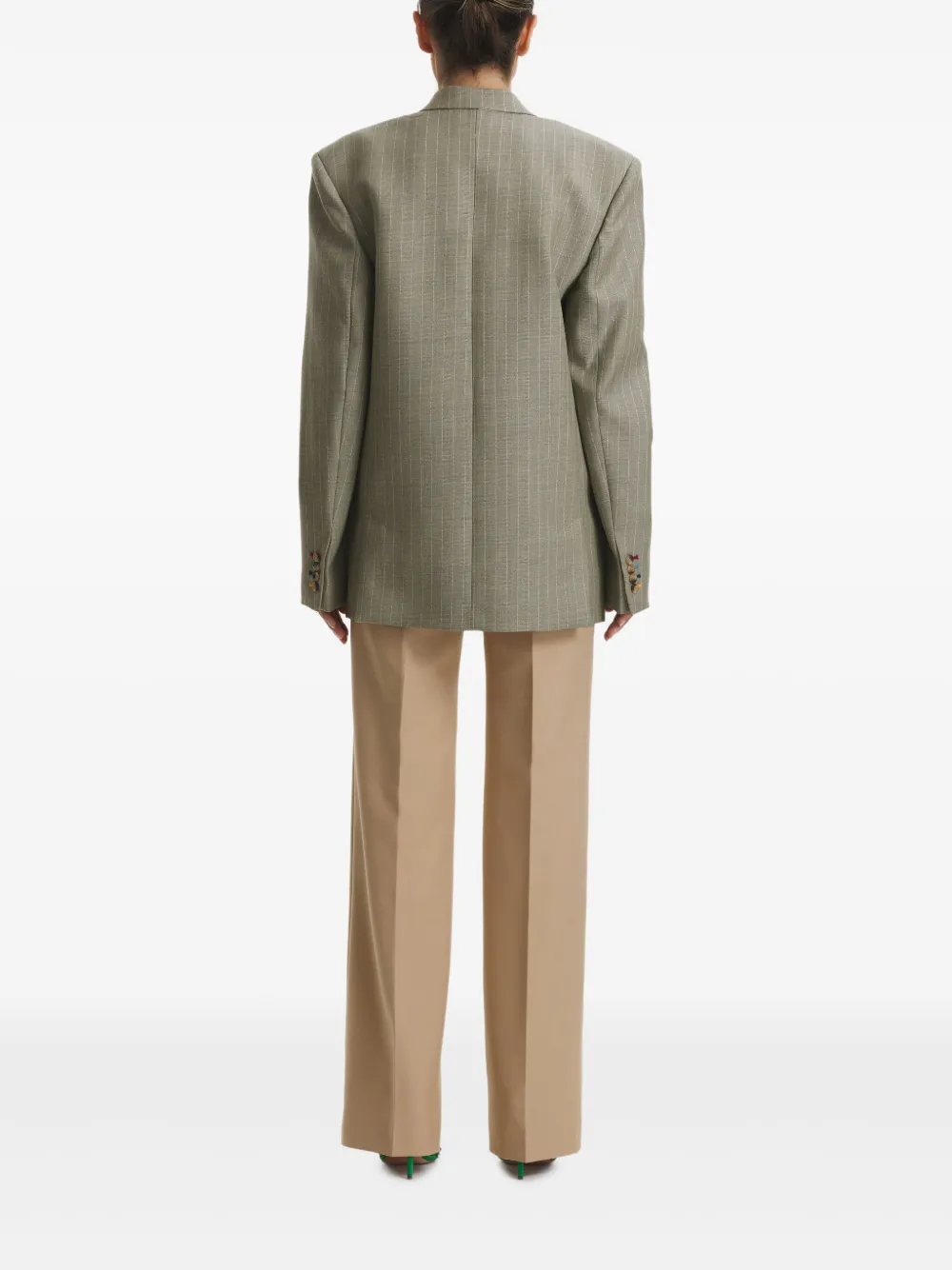 Cuanna Betty Pinstripe-pattern Double-breasted Blazer In Gray