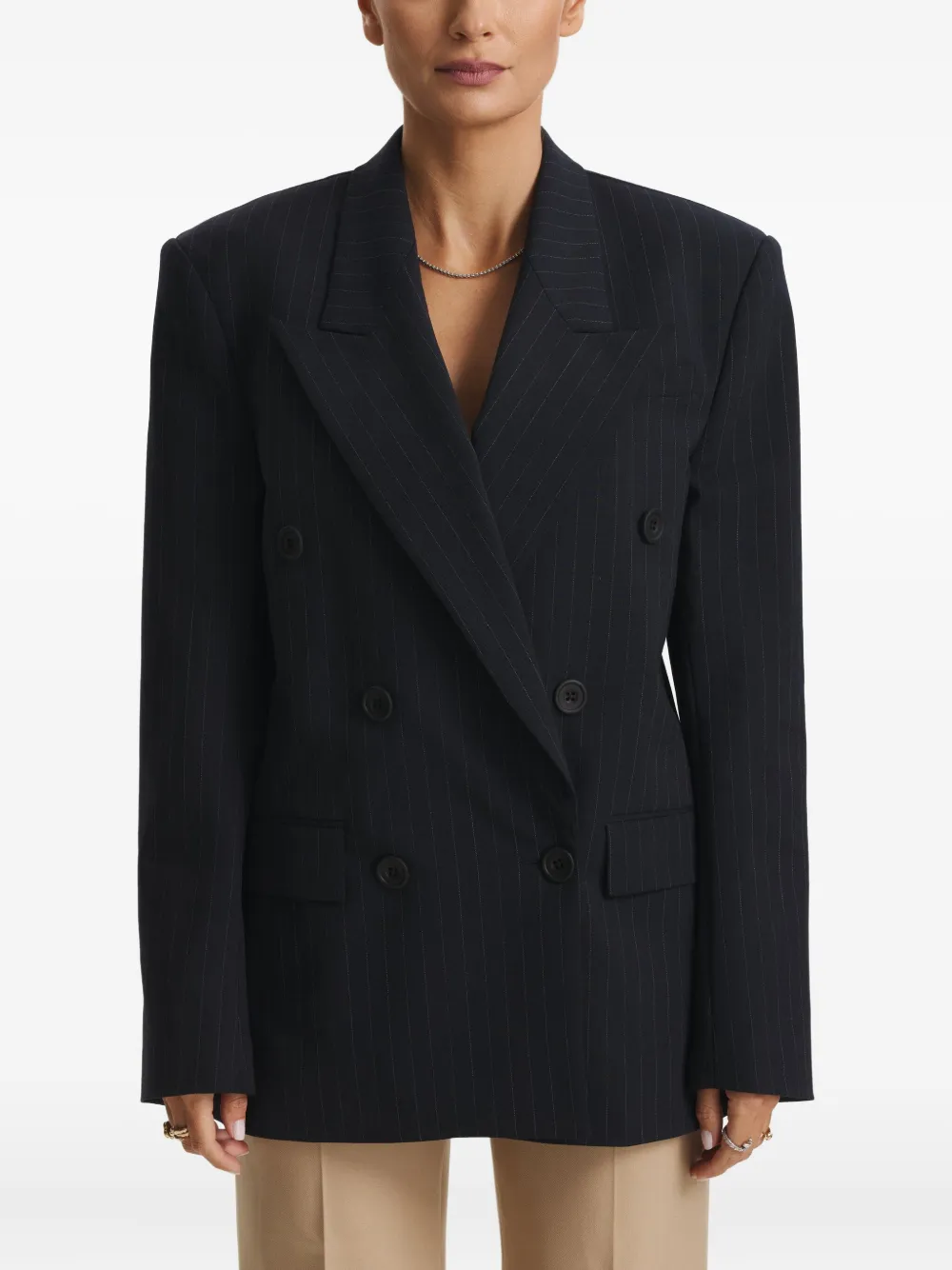 Cuanna Betty Pinstripe-pattern Double-breasted Blazer In Blue