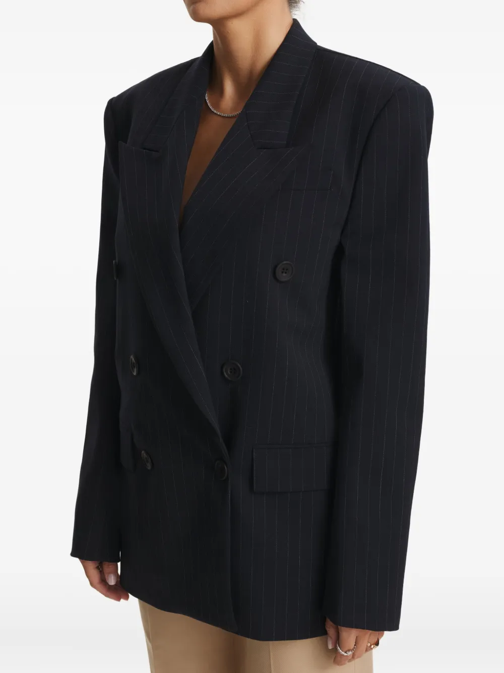 Cuanna Betty Pinstripe-pattern Double-breasted Blazer In Blue