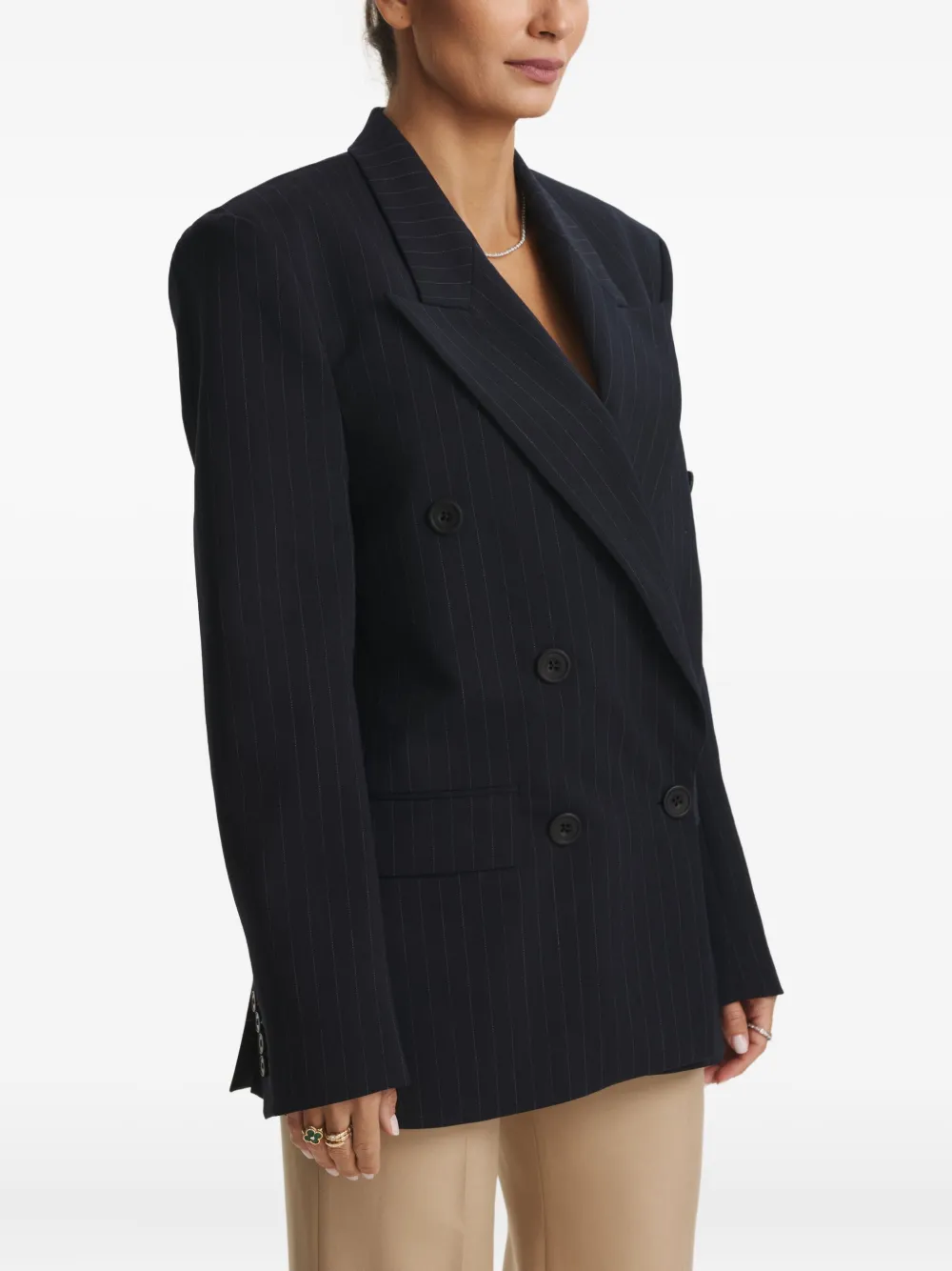 Cuanna Betty Pinstripe-pattern Double-breasted Blazer In Blue