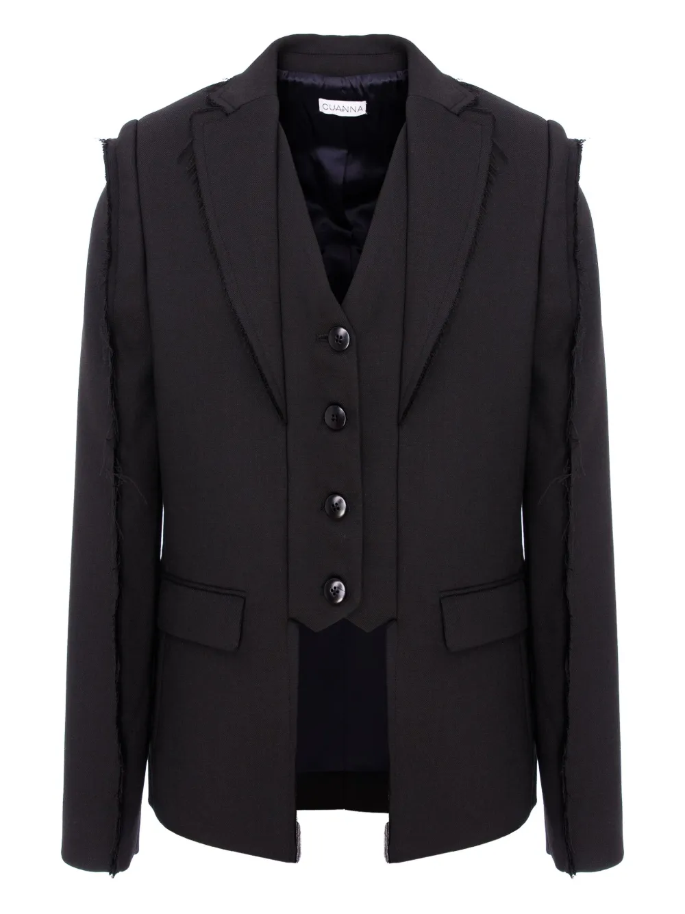 Cuanna Hilda Frayed Blazer In Black