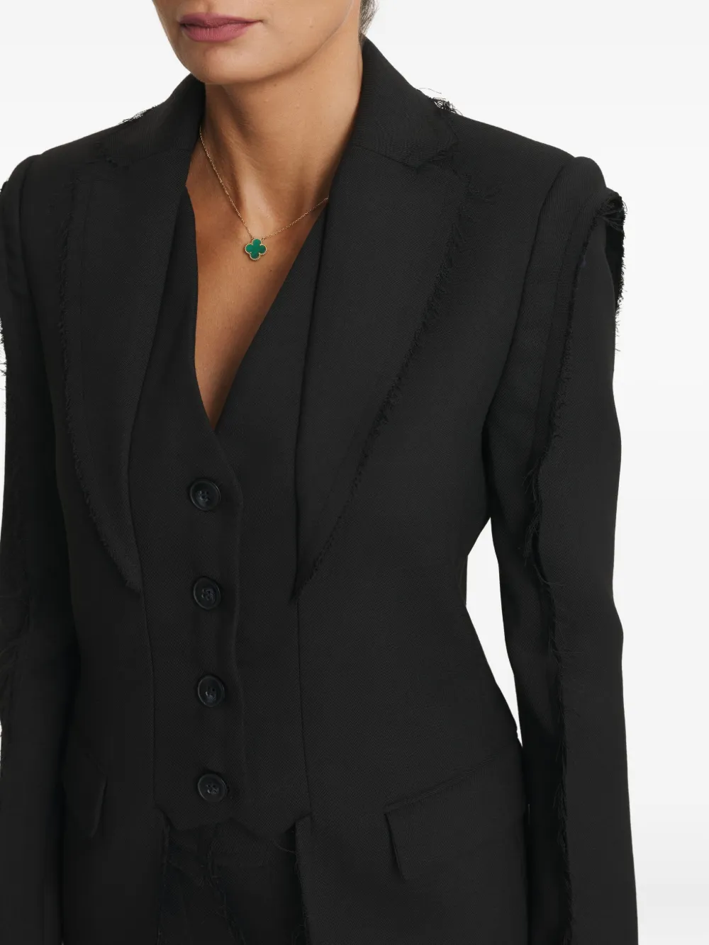 Cuanna Hilda Frayed Blazer In Black