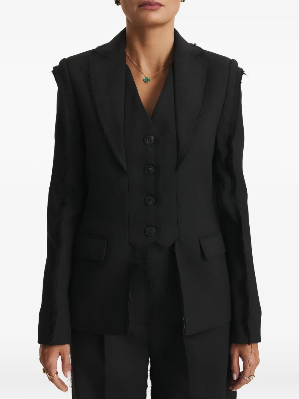 Cuanna Hilda Frayed Blazer In Black