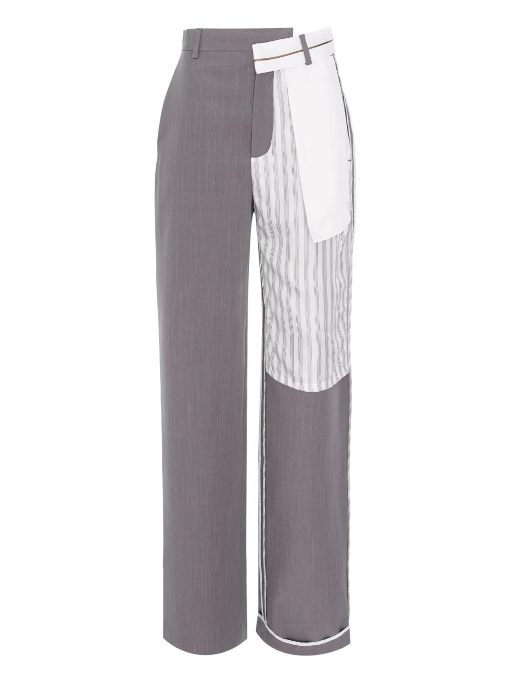 Cuanna Mark Striped-panel Trousers In Gray