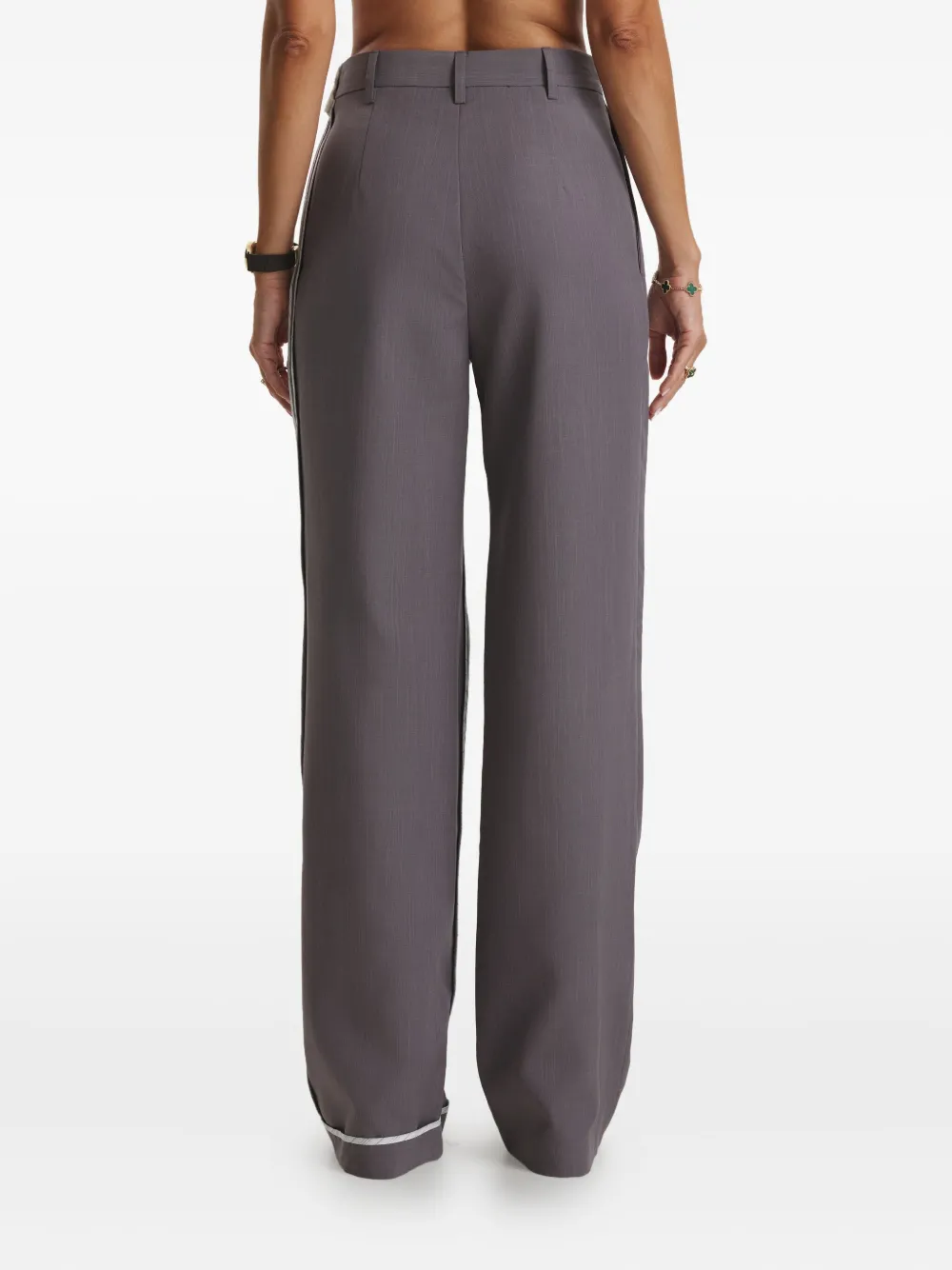 Cuanna Mark Striped-panel Trousers In Gray