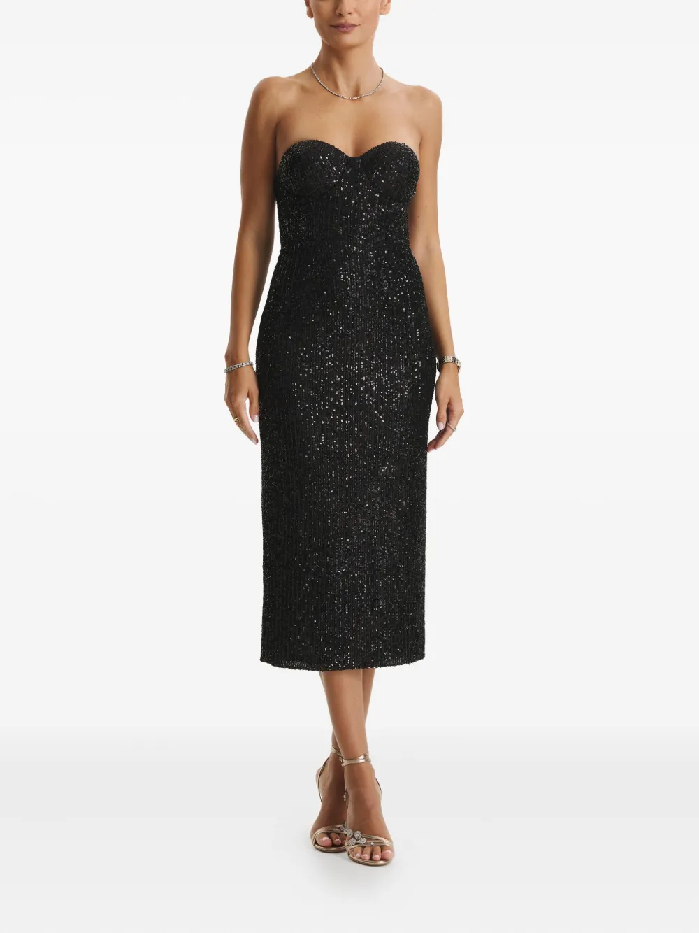 Cuanna Karlie Sequin-embellishment Midi Dress In Black