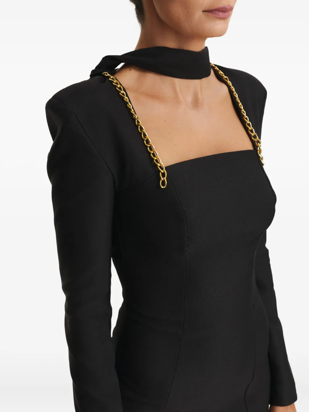 Cuanna Keira Chain-detail Mini Dress In Black