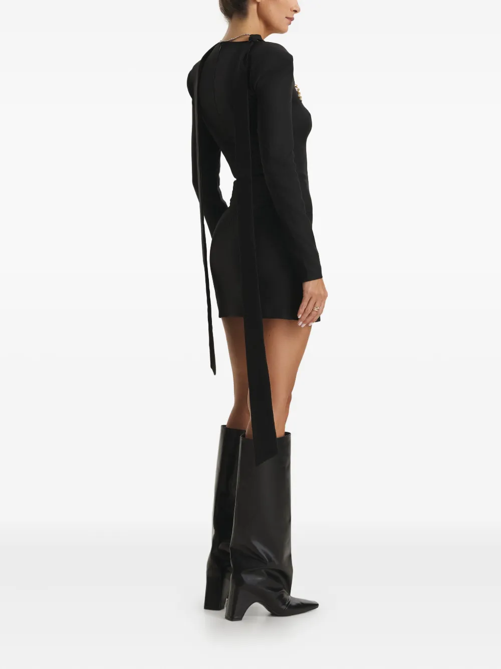 Cuanna Keira Chain-detail Mini Dress In Black
