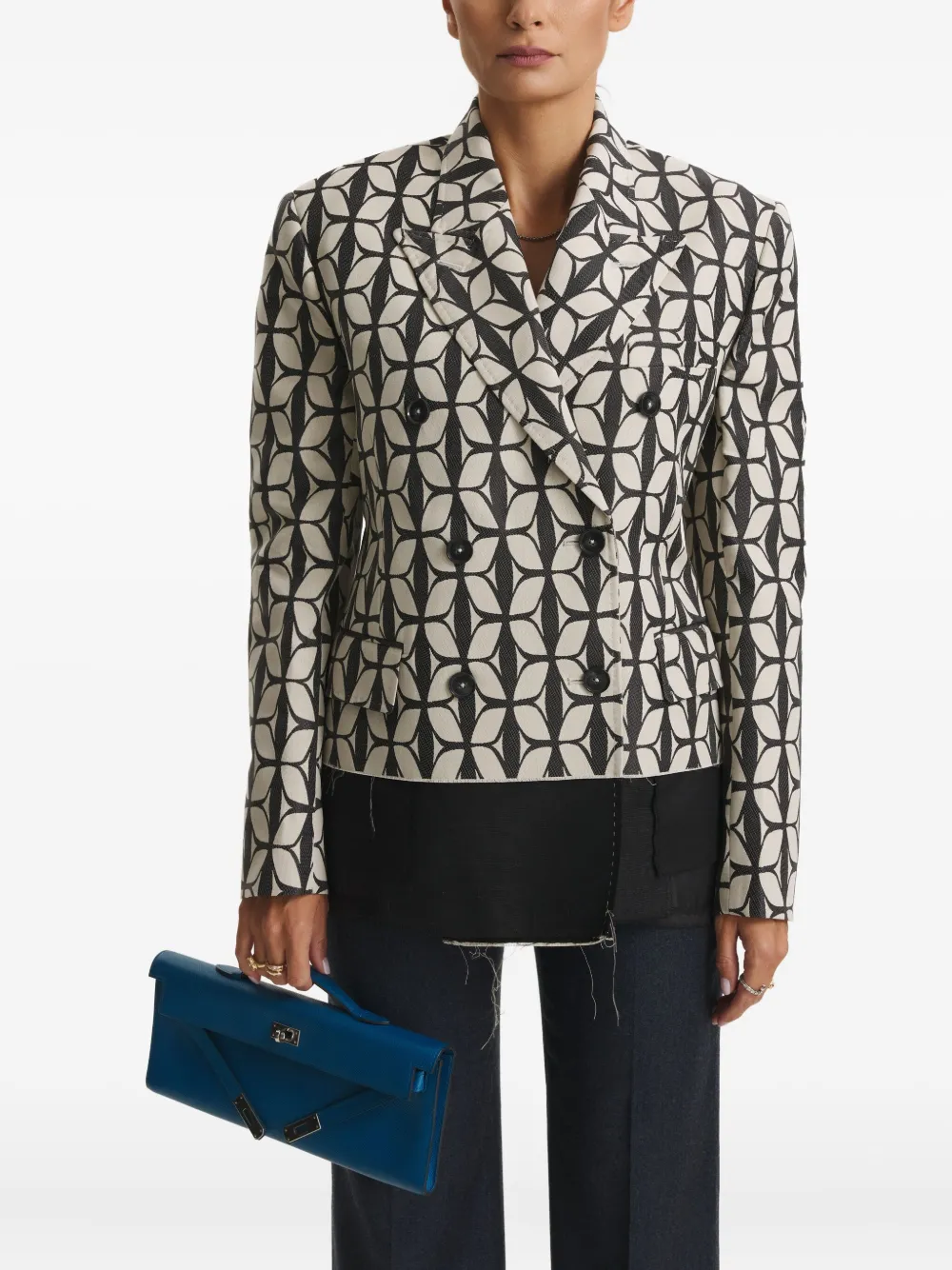 Cuanna Double-breasted Patterned Jacket In Multi