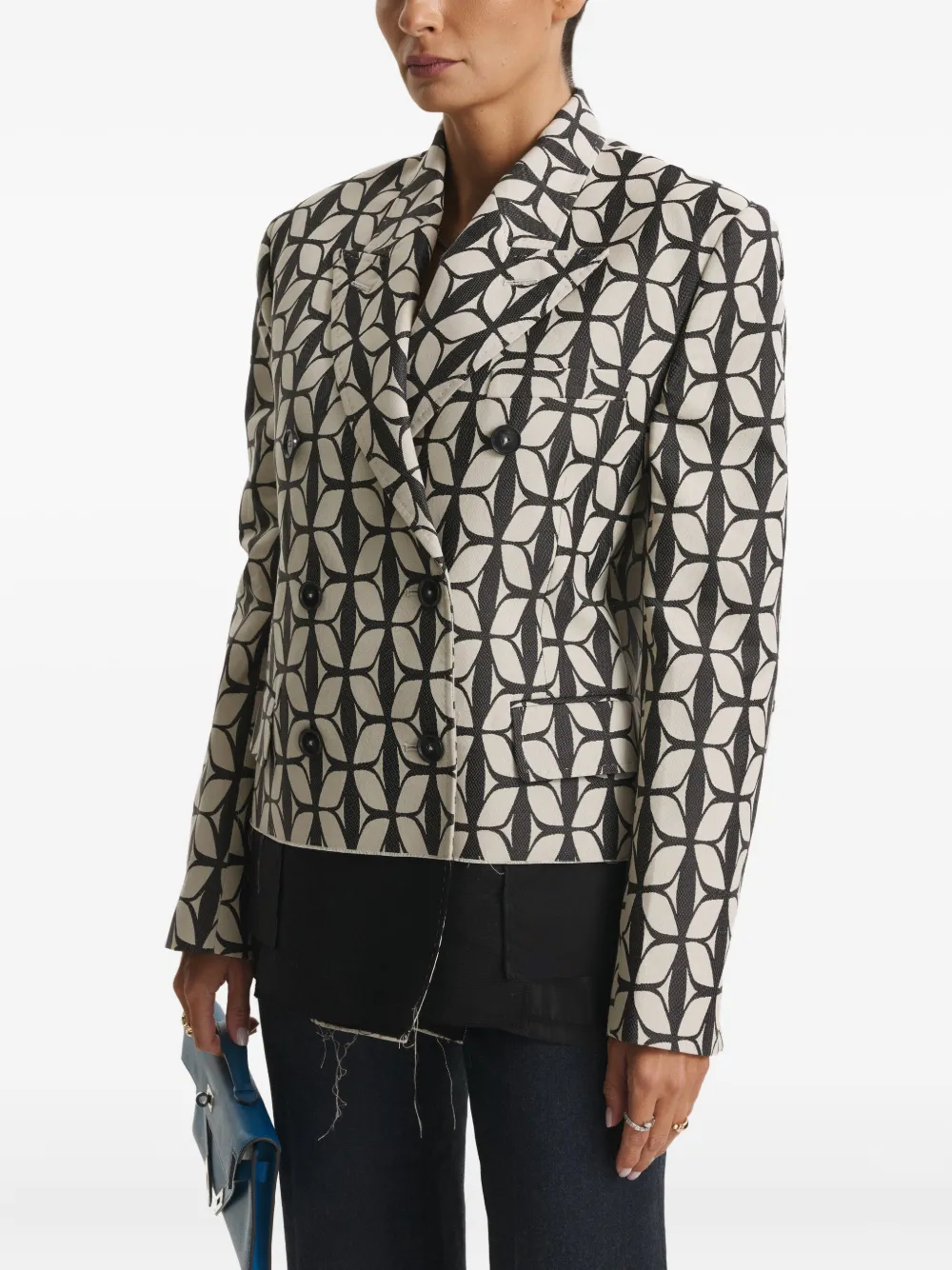 Cuanna Double-breasted Patterned Jacket In Multi