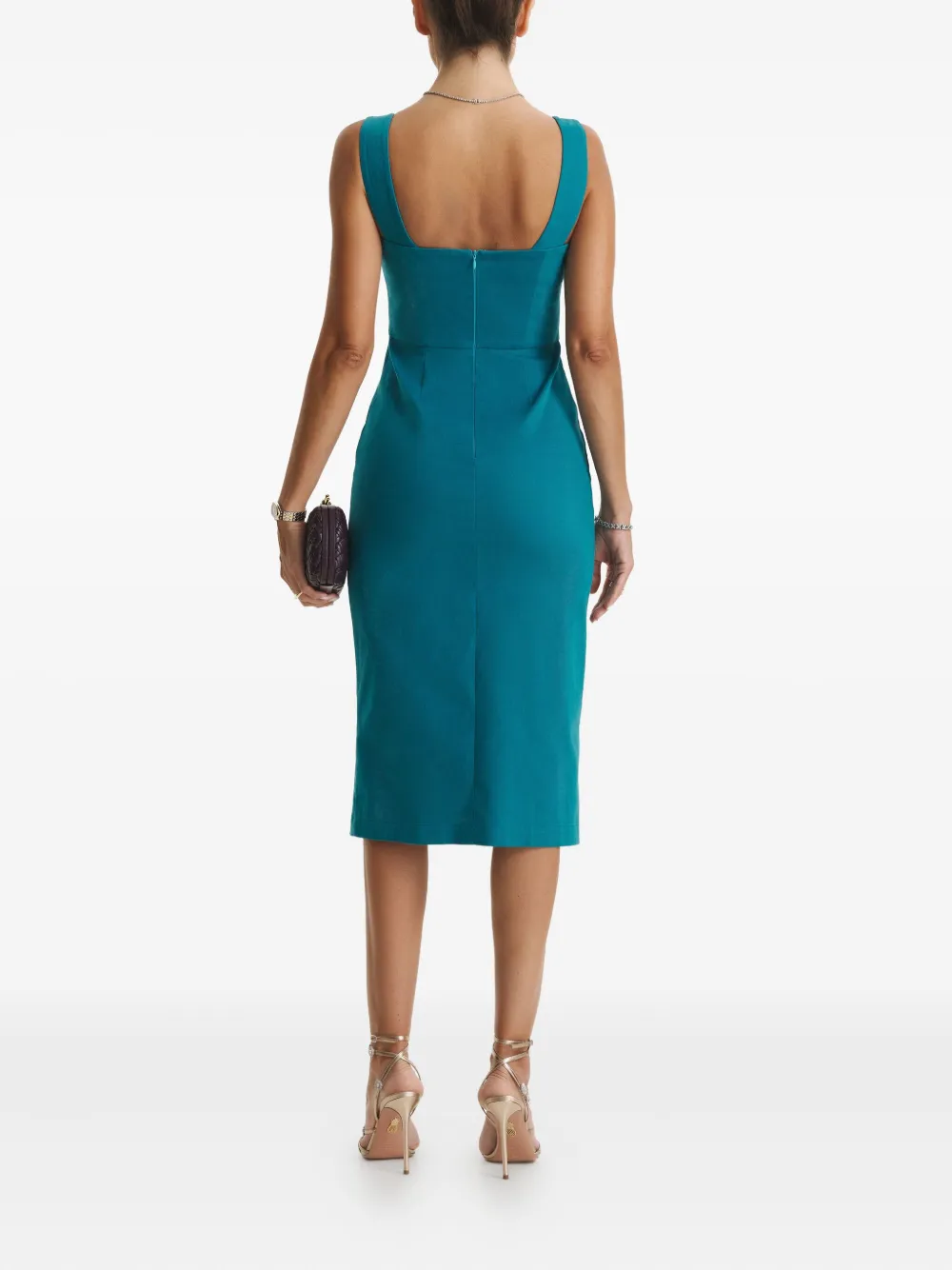 Cuanna Susie Sweetheart-neck Midi Dress In Blue