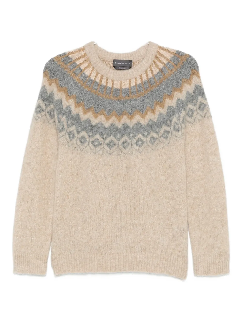 Lorena Antoniazzi Patterned Crew-neck Sweater In Neutral