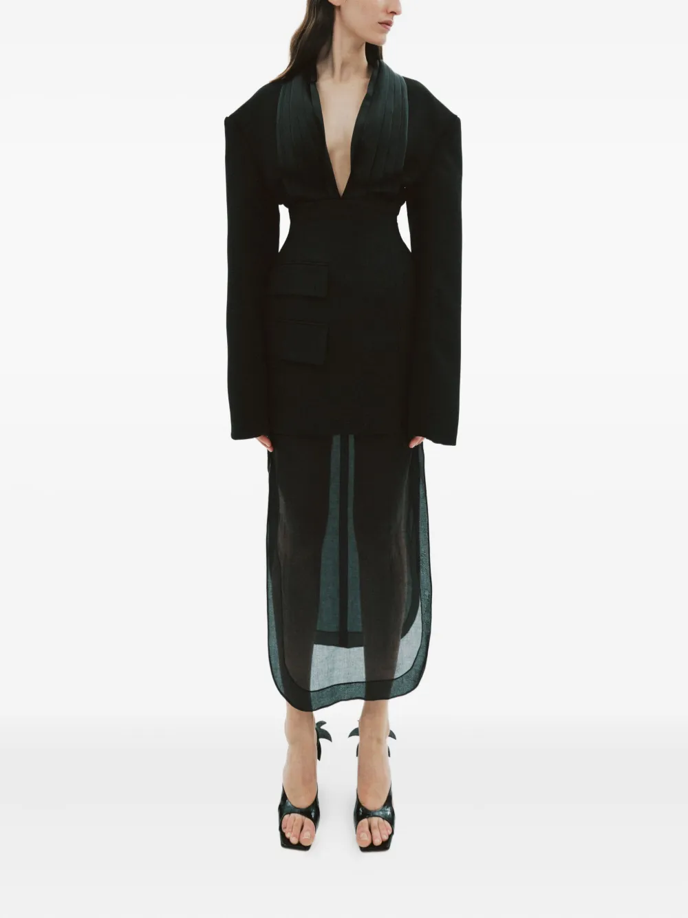 A.W.A.K.E. Mode 90 mm Chiara pumps met palmboom Zwart