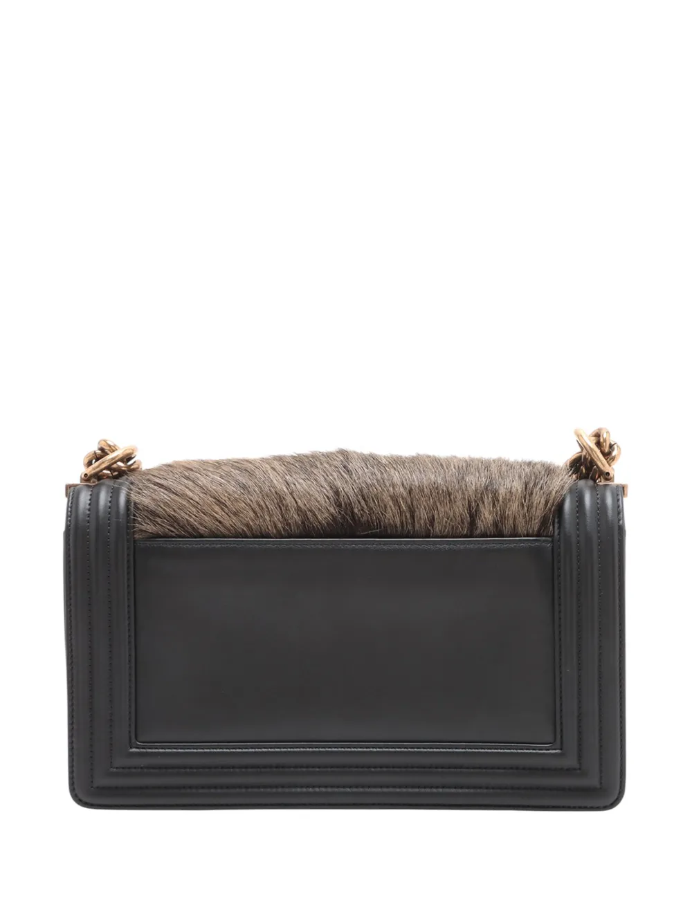 Pre-owned Chanel 2019 Old Medium Fur Boy Flap Crossbody Bag In Brown
