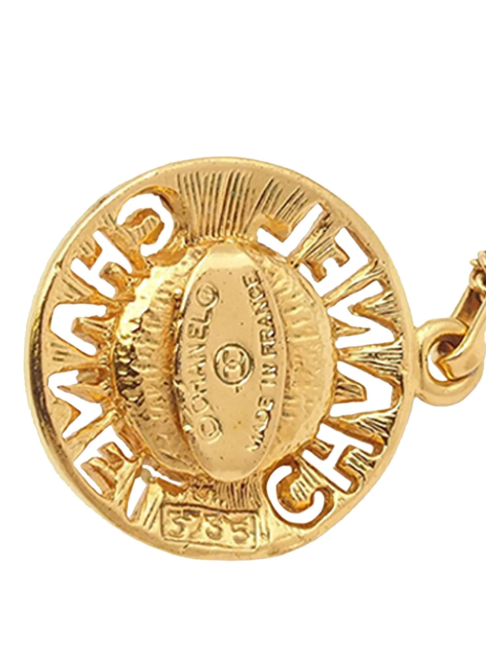 Pre-owned Chanel 1970-1980 Gold Plated Faux Pearl Pendant Necklace Costume Necklace