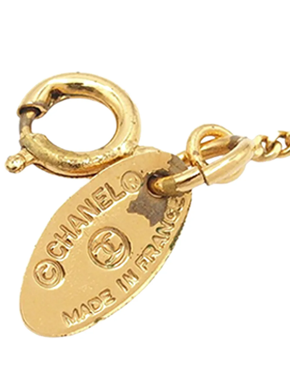Pre-owned Chanel 1970-1980 Gold Plated Faux Pearl Pendant Necklace Costume Necklace