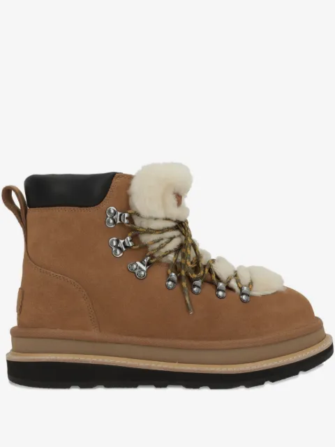 UGG fur-trim lace-up boots