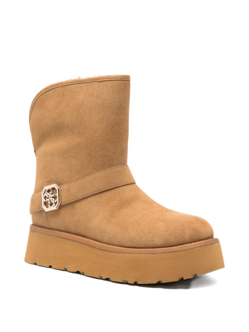 Guess Usa Dolsay Buckle-strap Boots In Brown