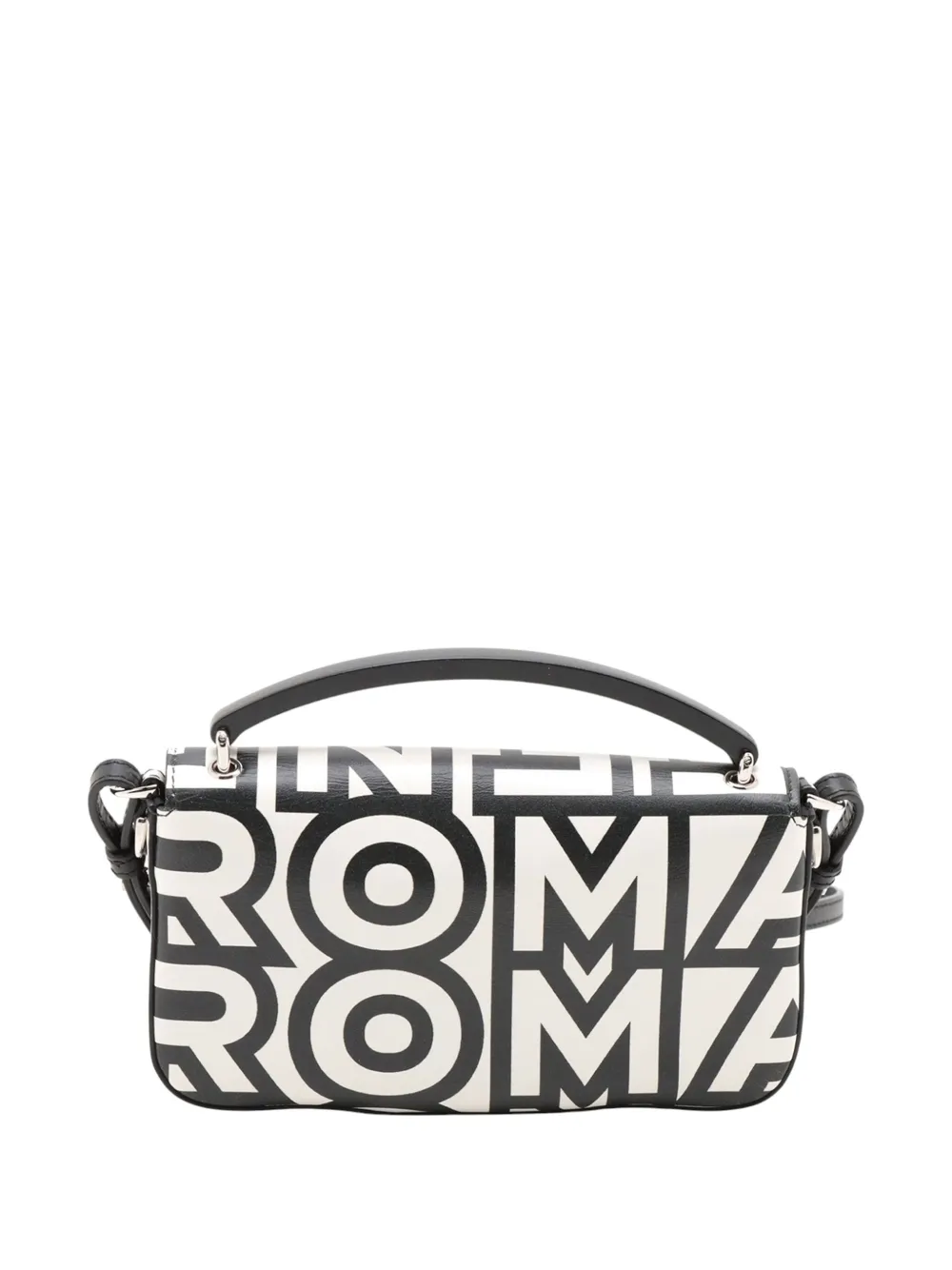 Pre-owned Fendi 2010-2025 Marc Jacobs Nappa Vitello King Logo Print Baguette Phone Pouch Satchel In Black
