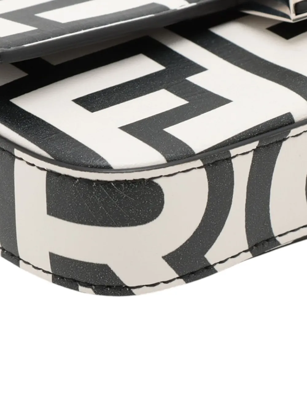 Pre-owned Fendi 2010-2025 Marc Jacobs Nappa Vitello King Logo Print Baguette Phone Pouch Satchel In Black