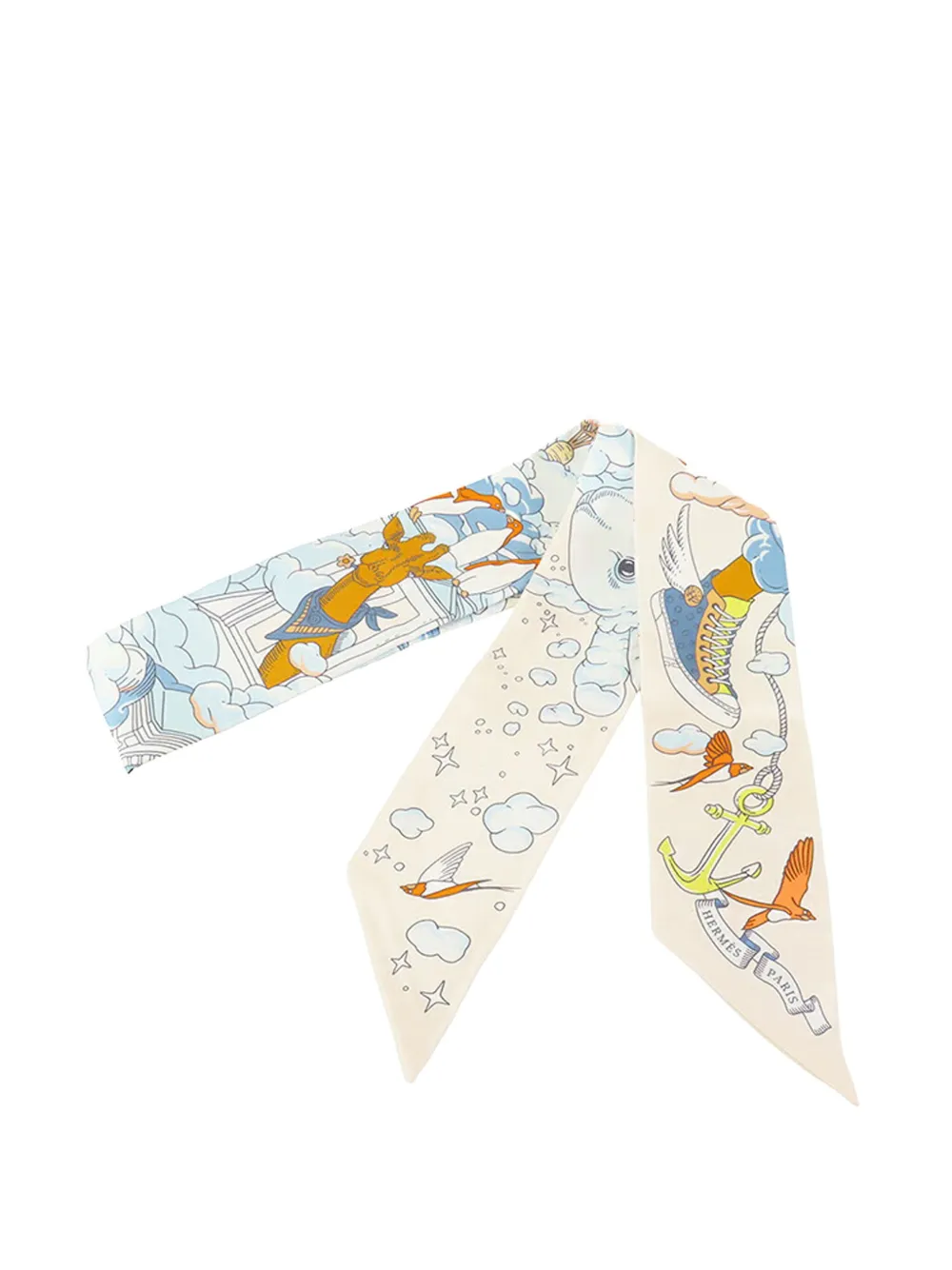 Hermès Pre-Owned mascada Twilly Sur Mon Nuage de seda 2000-2025 | Image 2