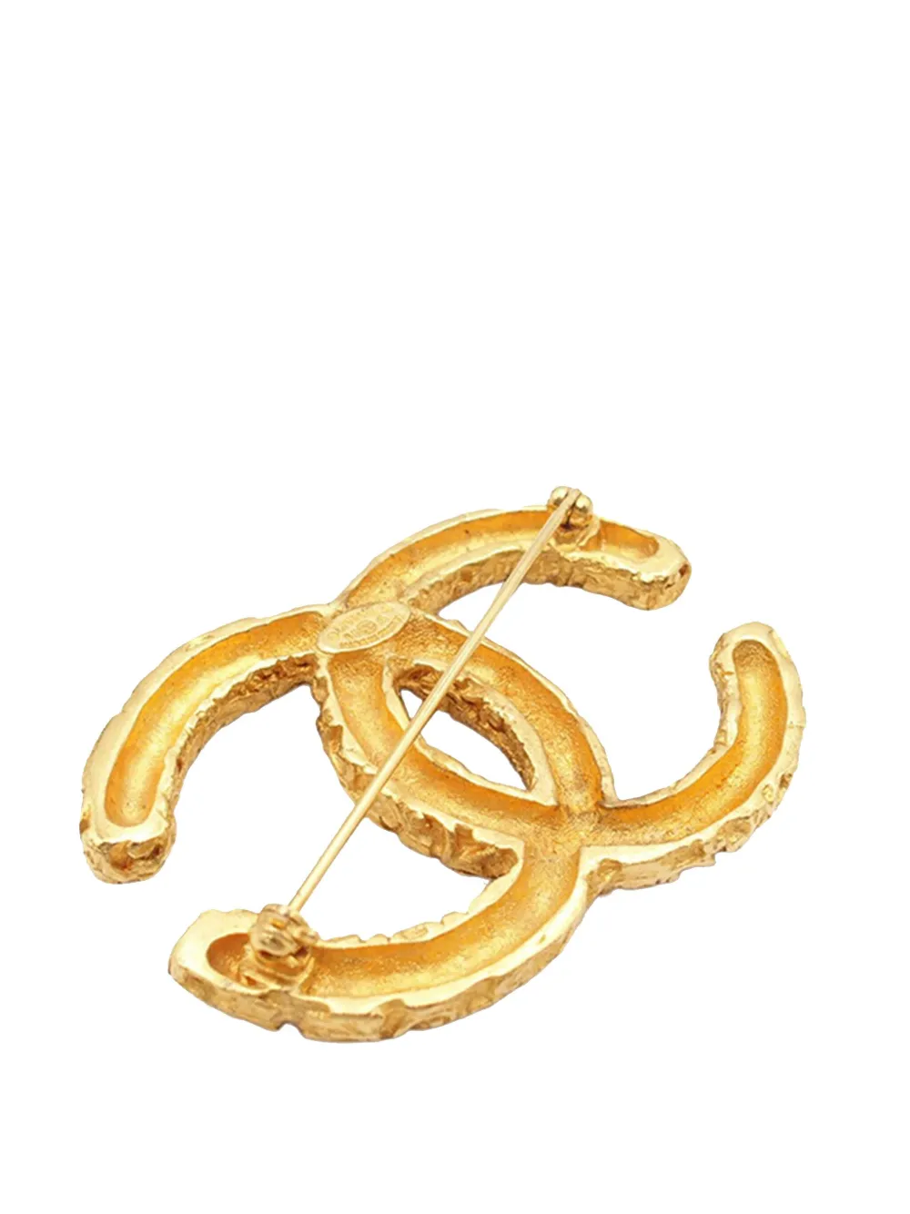 Pre-owned Chanel 1993 Gold Plated Cc Brooch Costume Brooch