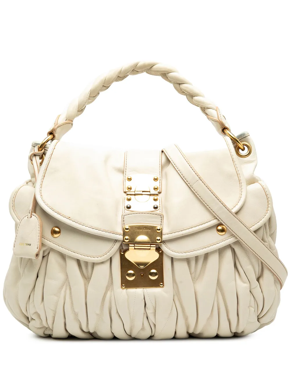 Pre-owned Miu Miu 2010 Matelasse Nappa Coffer Satchel In White