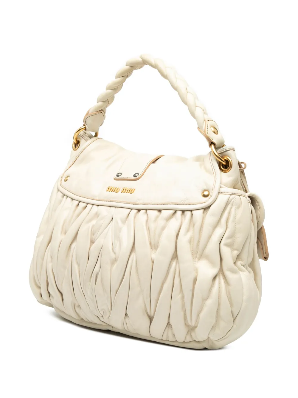 Pre-owned Miu Miu 2010 Matelasse Nappa Coffer Satchel In White