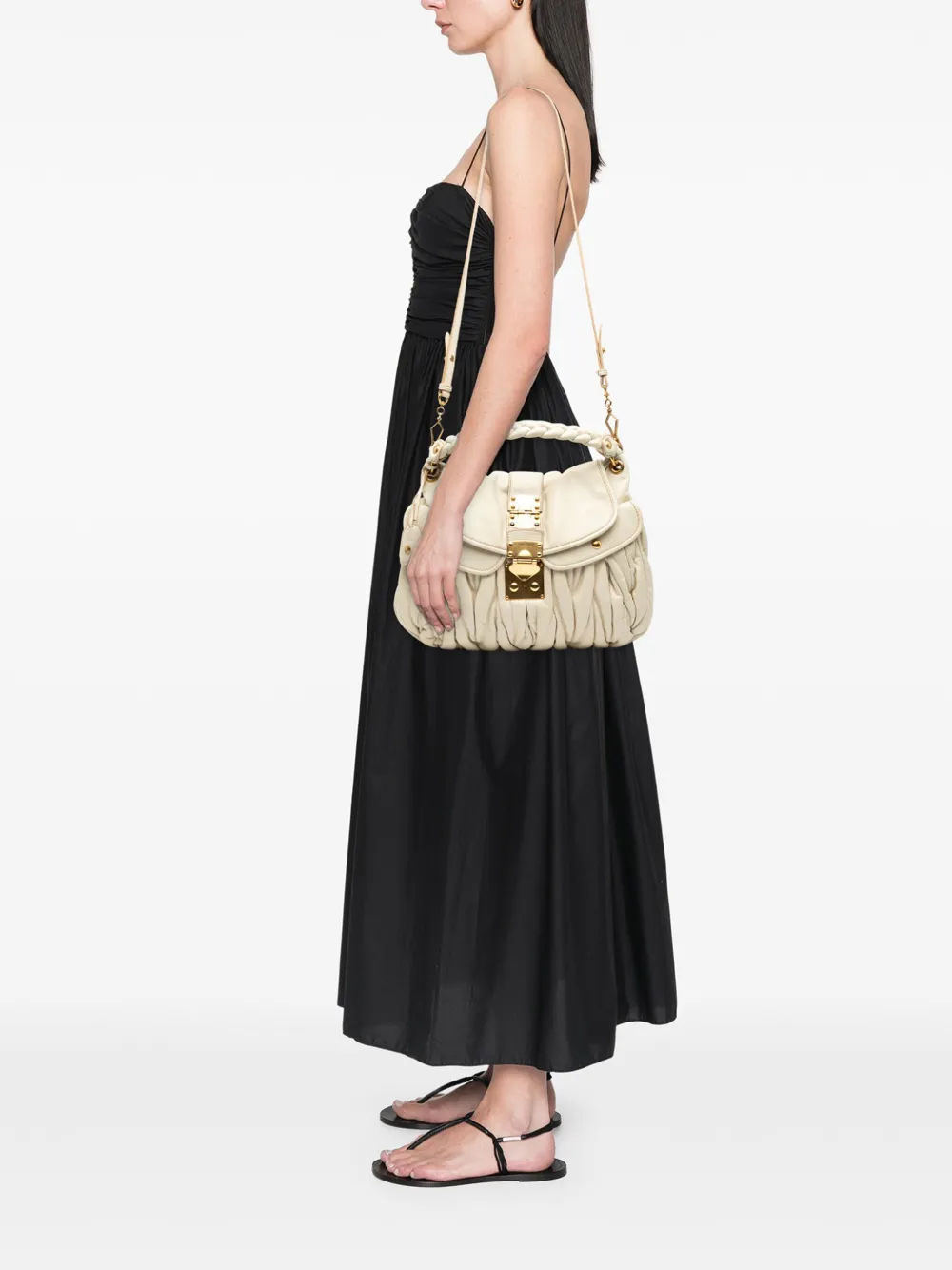 Pre-owned Miu Miu 2010 Matelasse Nappa Coffer Satchel In White