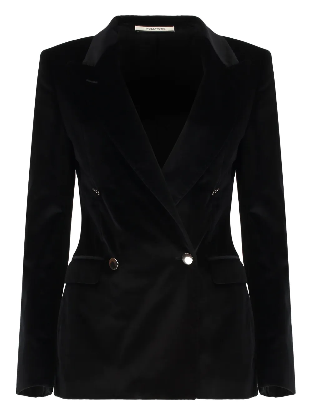 Tagliatore Double-breasted Velvet Jacket In Black